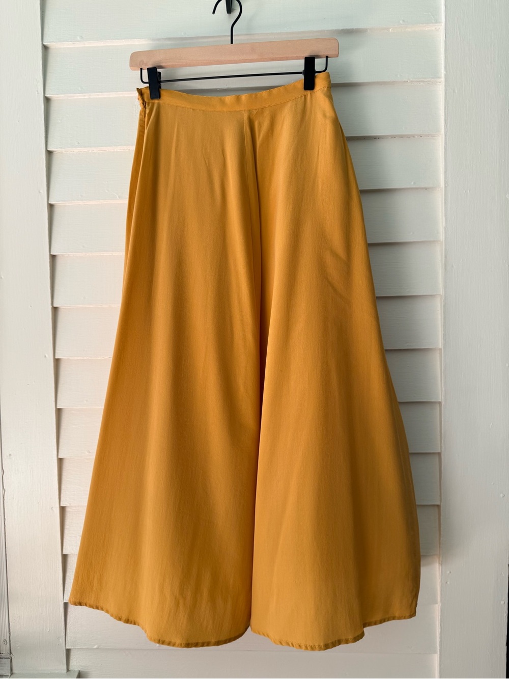 Vintage Stephanie Andrews 100% Silk Mustard Maxi A-Line Skirt Size 6 NWT - Picture 2 of 6